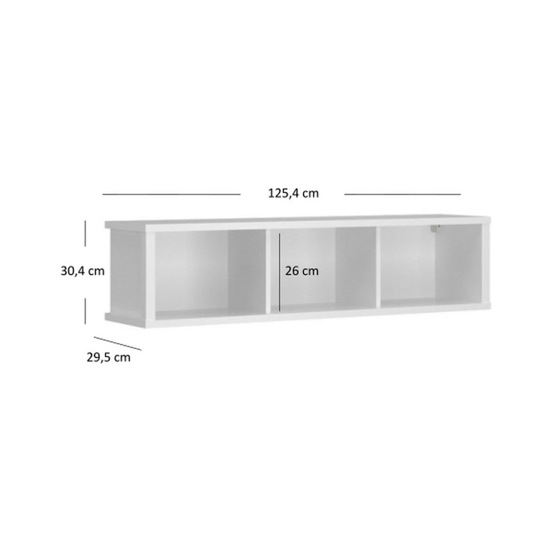 Biblioteca suspendata ERDEN, alb, 125.4x29.5x30,4 cm