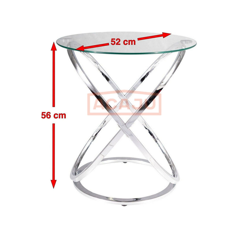 Masuta EOS C, transparent/crom, sticla securizata/metal, 52x56 cm