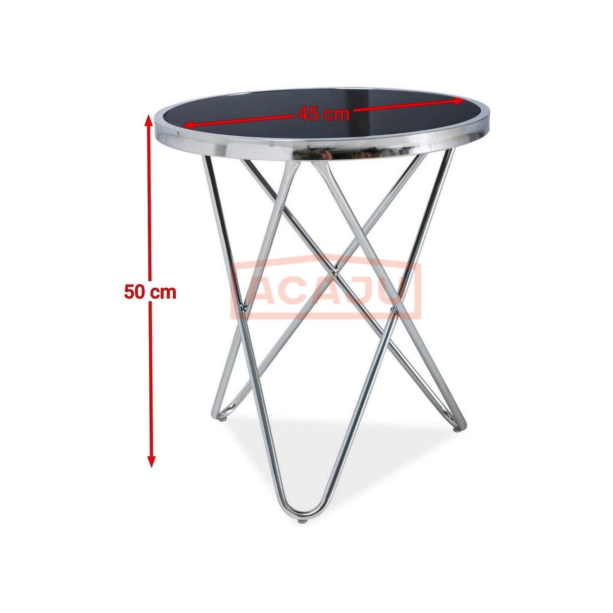 Masuta Fabia C, negru/crom, sticla/metal, 45X50 cm