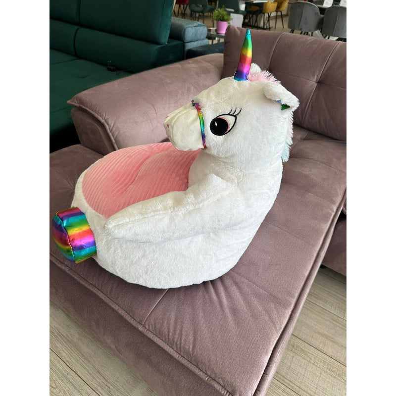 PRODUS RESIGILAT - Fotoliu tip sac pentru copii in forma de unicorn BUFEL, alb/roz, 50x45 cm