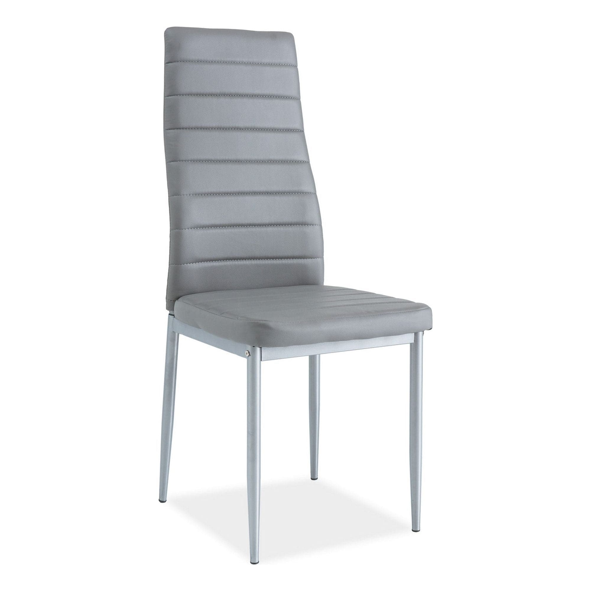 Scaun tapitat H261, gri/aluminiu, piele ecologica/metal, 40X38X96 cm