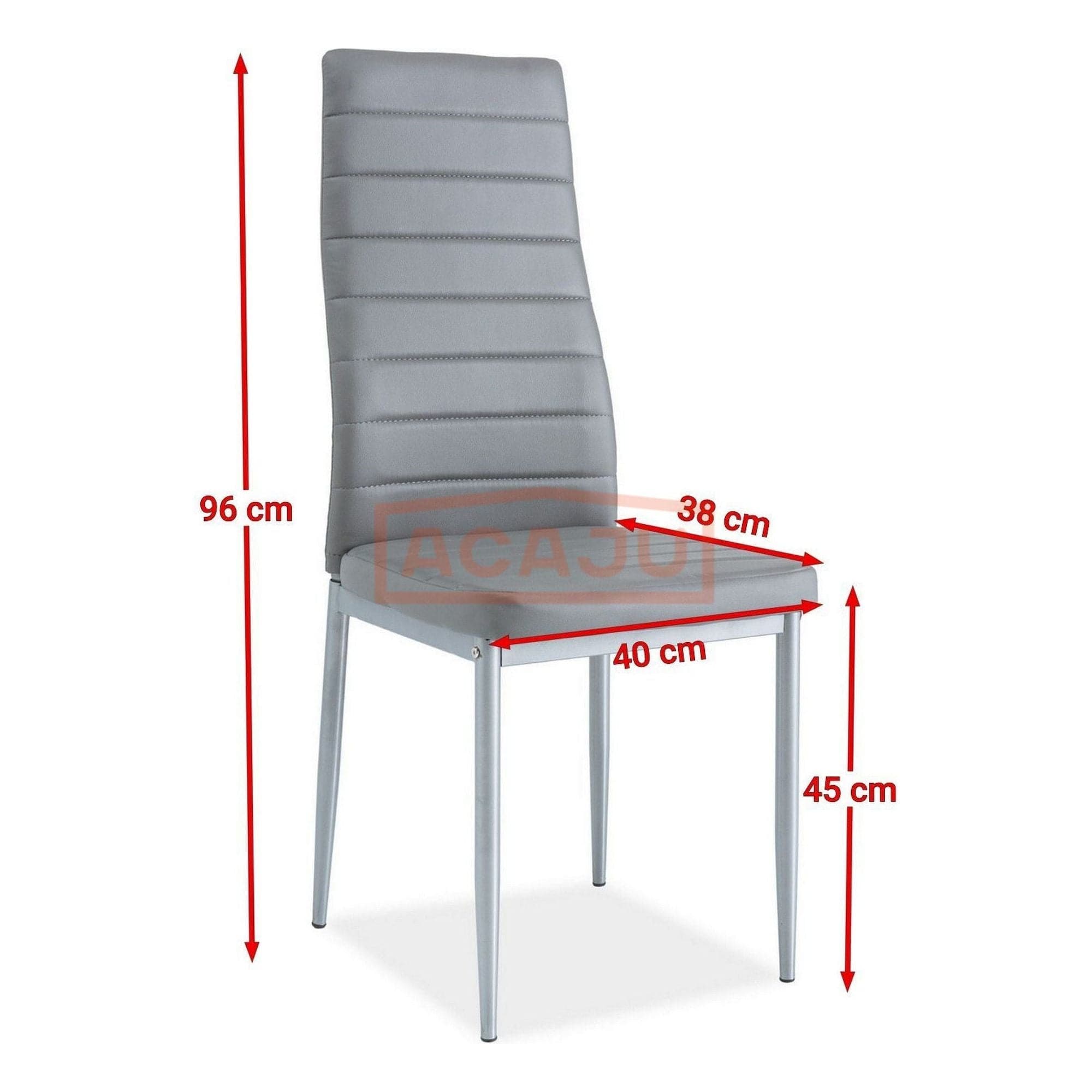 Scaun tapitat H261, gri/aluminiu, piele ecologica/metal, 40X38X96 cm