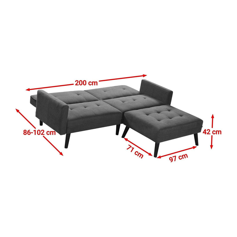 Canapea cu taburet Corner, extensibila, 200x86/102x83 cm - ACAJU 