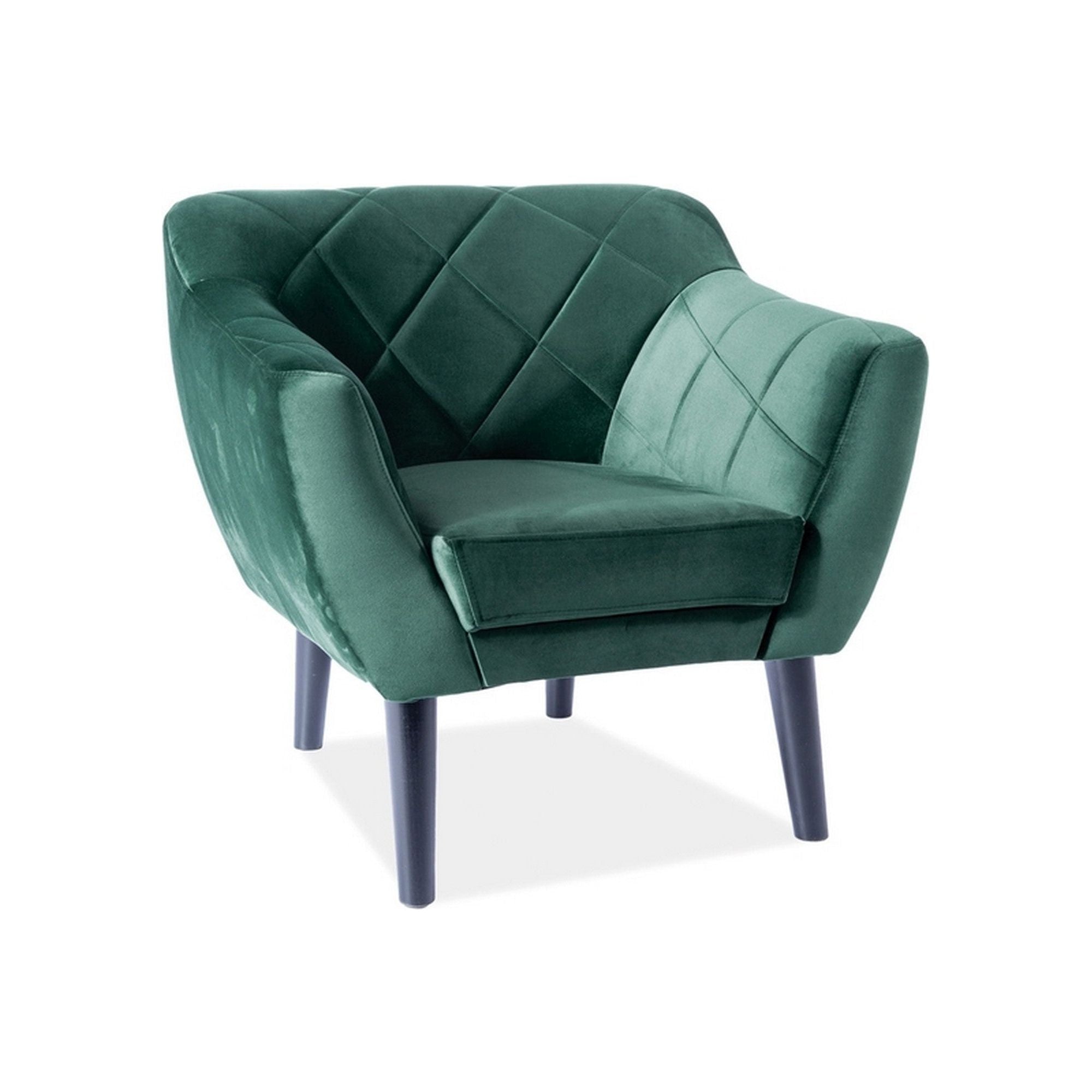 Fotoliu KARO, stofa catifelata verde - Bluvel 78/wenge, 78x75x76 cm
