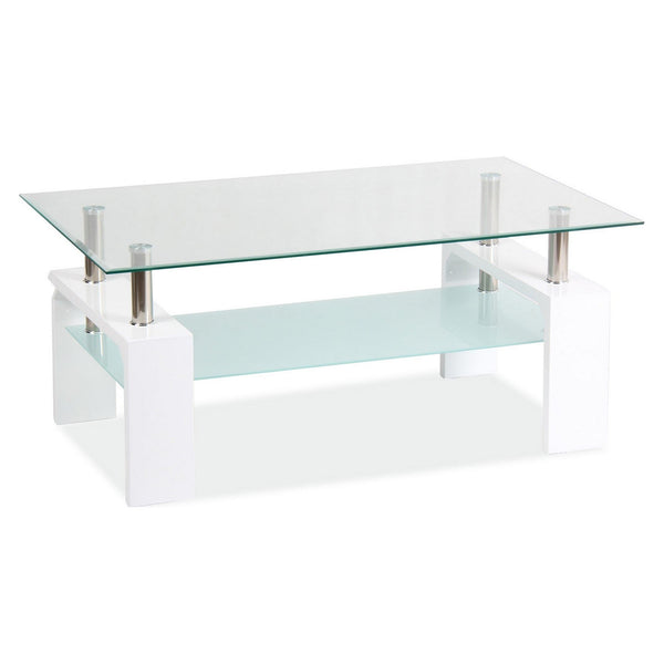 Masuta LISA, transparent/alb, sticla securizata/MDF, 100x60x55 cm