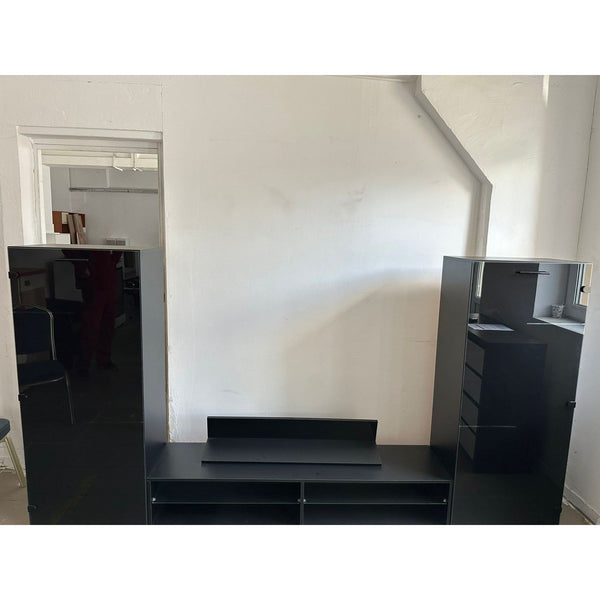 PRODUS RESIGILAT - Living Modern, negru, PAL/sticla, 280x42x148 cm