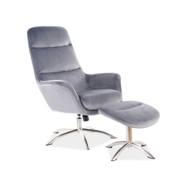 Fotoliu scaun cu catifea gri NIXON, 68x50x110 cm