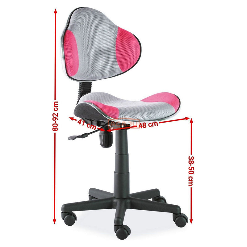 Scaun ergonomic de birou copii gri-roz Q-G2, 48X41X80/92