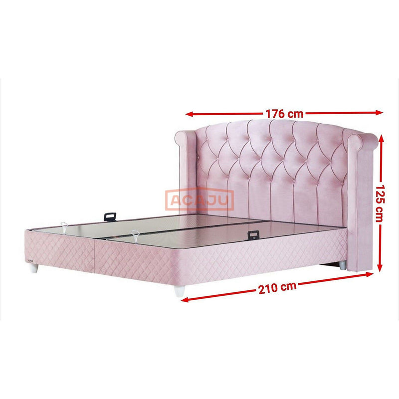 Pat elegant Visco Lux roz, cu lada pentru depozitare, 140x200 cm