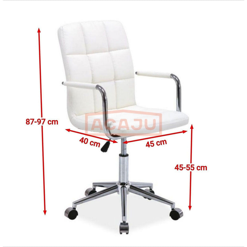 Scaun ergonomic de birou copii alb Q-022, inaltime reglabila, 45X40X87/97