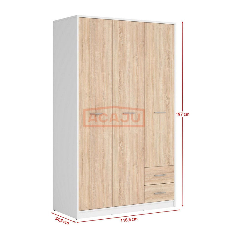 Dulap haine lemn alb-stejar sonoma NEPO PLUS, 118.5X54.5X197 cm