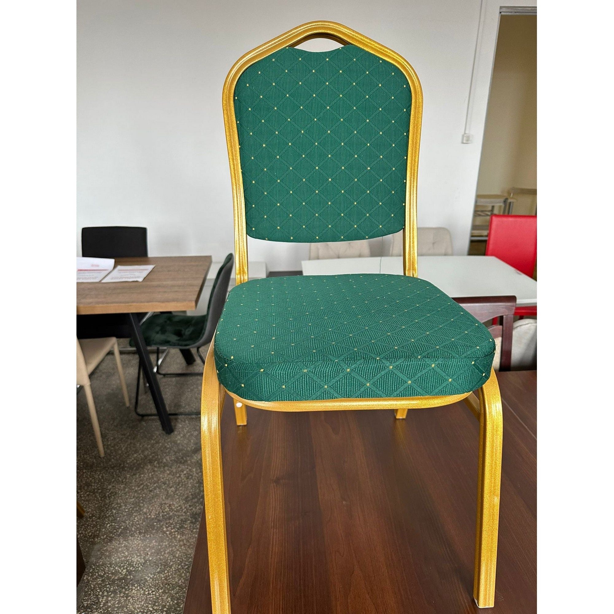 PRODUS RESIGILAT - Scaun ZINA 2 NEW, stofa/metal, verde/cadru mat auriu, 44x50x93 cm