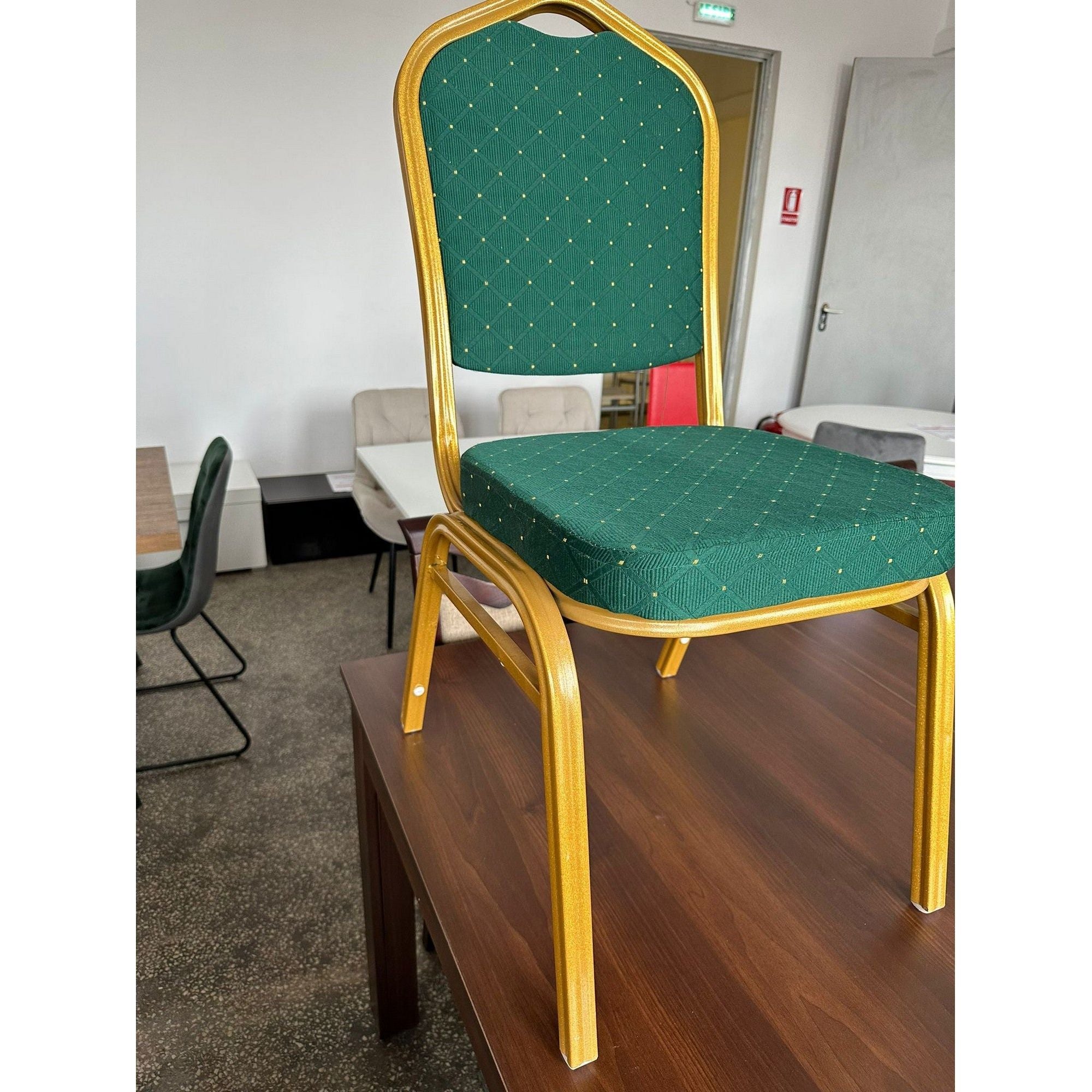 PRODUS RESIGILAT - Scaun ZINA 2 NEW, stofa/metal, verde/cadru mat auriu, 44x50x93 cm