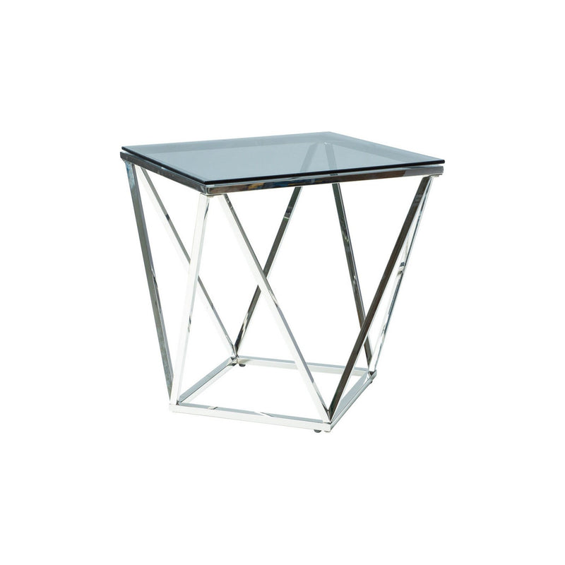 Masuta Silver B, transparent/crom, sticla temperata/metal, 50X50X53 cm