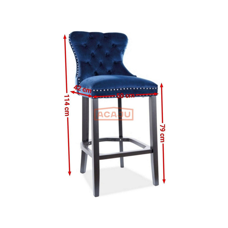 Scaun pentru bar AUGUST H-1, albastru, 50x42x114 cm