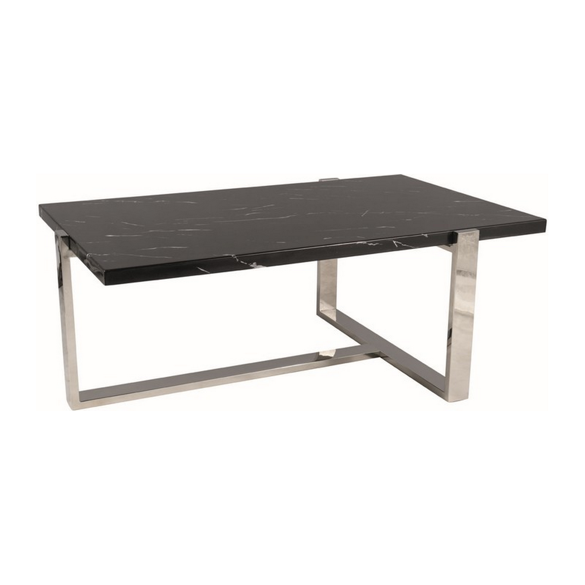 Masuta VELA, negru/argintiu, marmura/inox, 109x66x43 cm