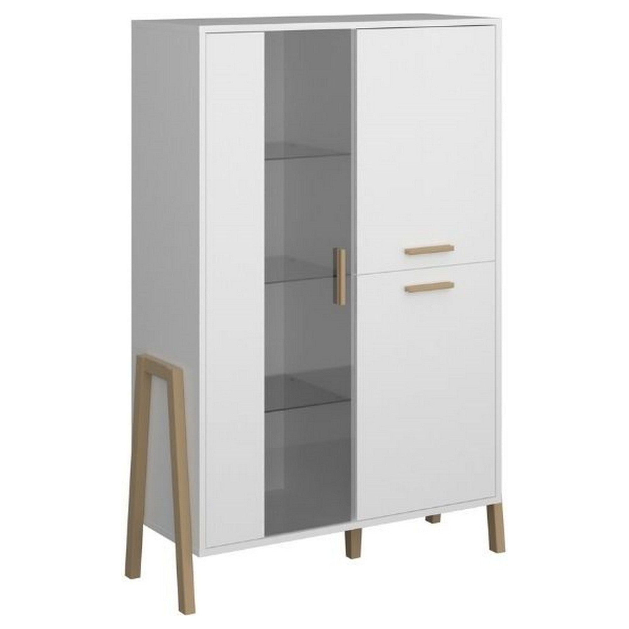 Vitrina BELLE, alb, PAL laminat, lemn, 103x41x153 cm