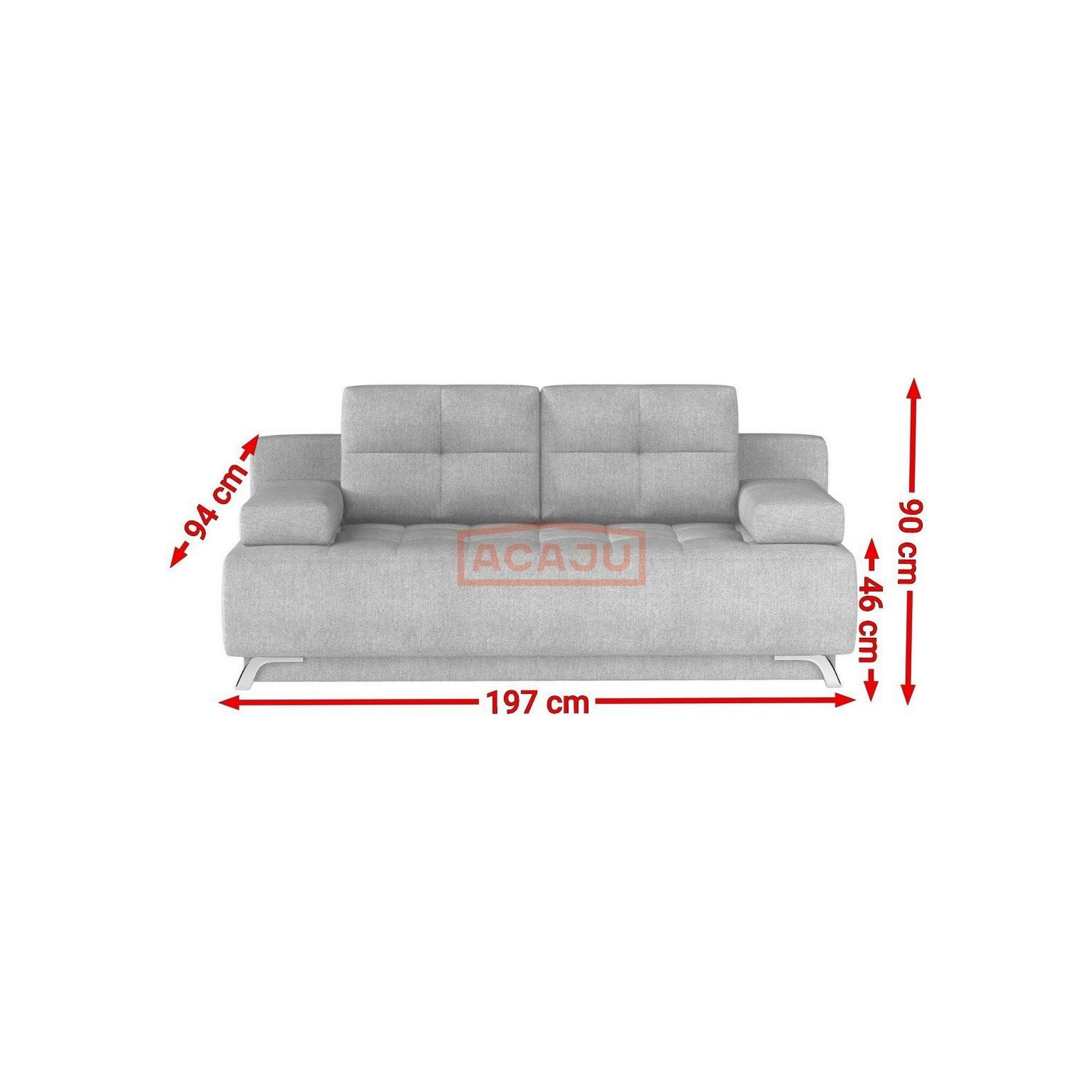 Canapea extensibila OSLO, stofa gri - Austin 18, cu lada depozitare, 197x94x90 cm