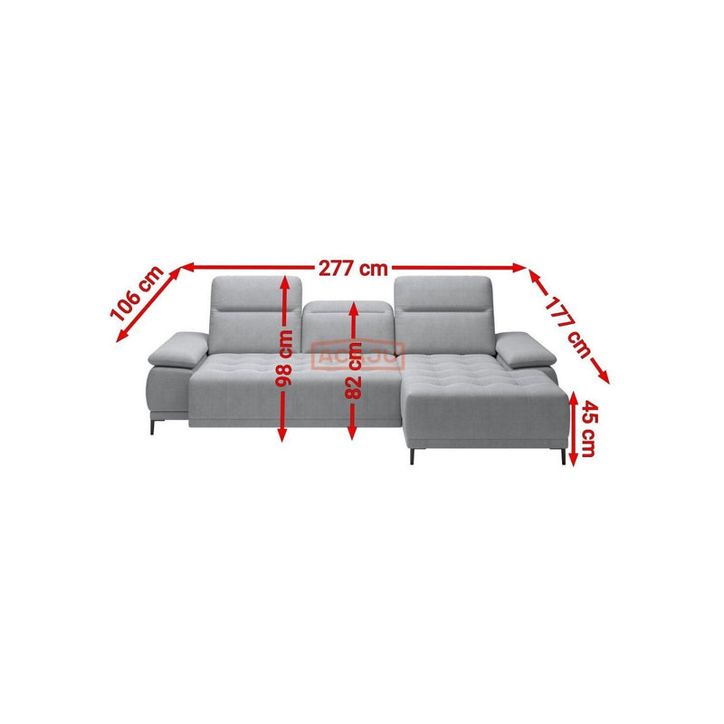 Coltar FOCUS MINI, personalizabil materiale gama Oferta Avantaj, cu reglaj electric si tetiere reglabile, 277x177x98 cm