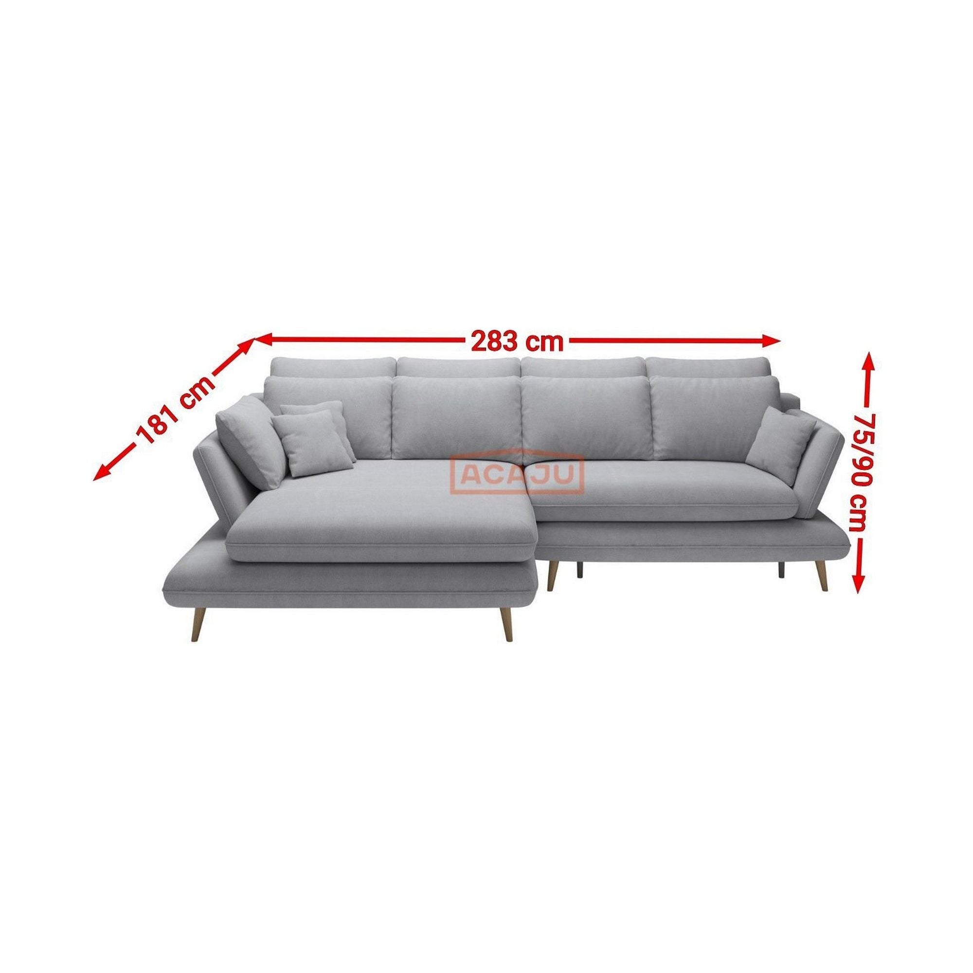 Coltar extensibil MONTE, sezlong dreapta, stofa catifelata gri antracit - Palladium 17, Gama Premium, cu lada depozitare, 283x181x90 cm