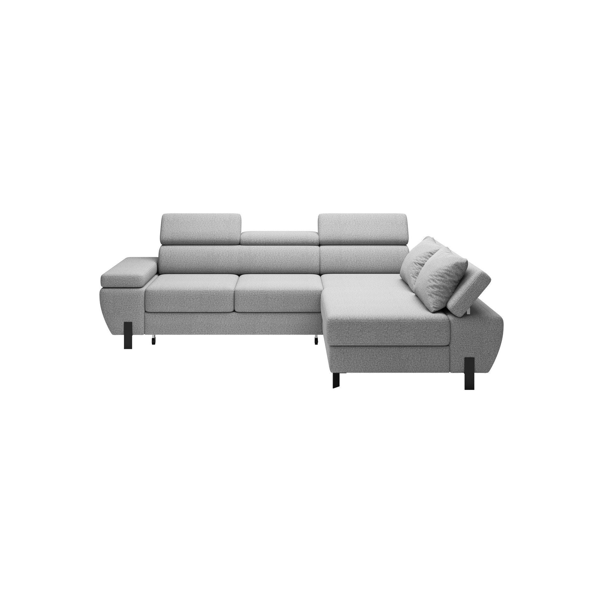 Coltar extensibil MOLINA MINI, sezlong dreapta, stofa gri deschis - Austin 18, cu lada depozitare, 277x189x90 cm