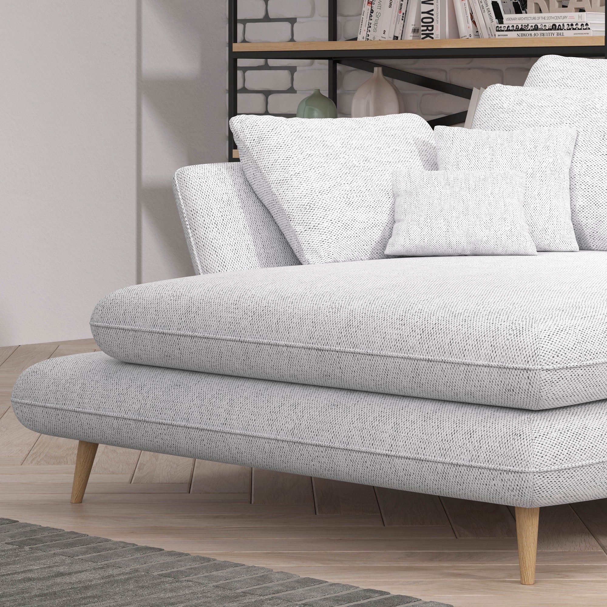 Coltar extensibil MONTE, sezlong dreapta, stofa catifelata gri antracit - Palladium 17, Gama Premium, cu lada depozitare, 283x181x90 cm