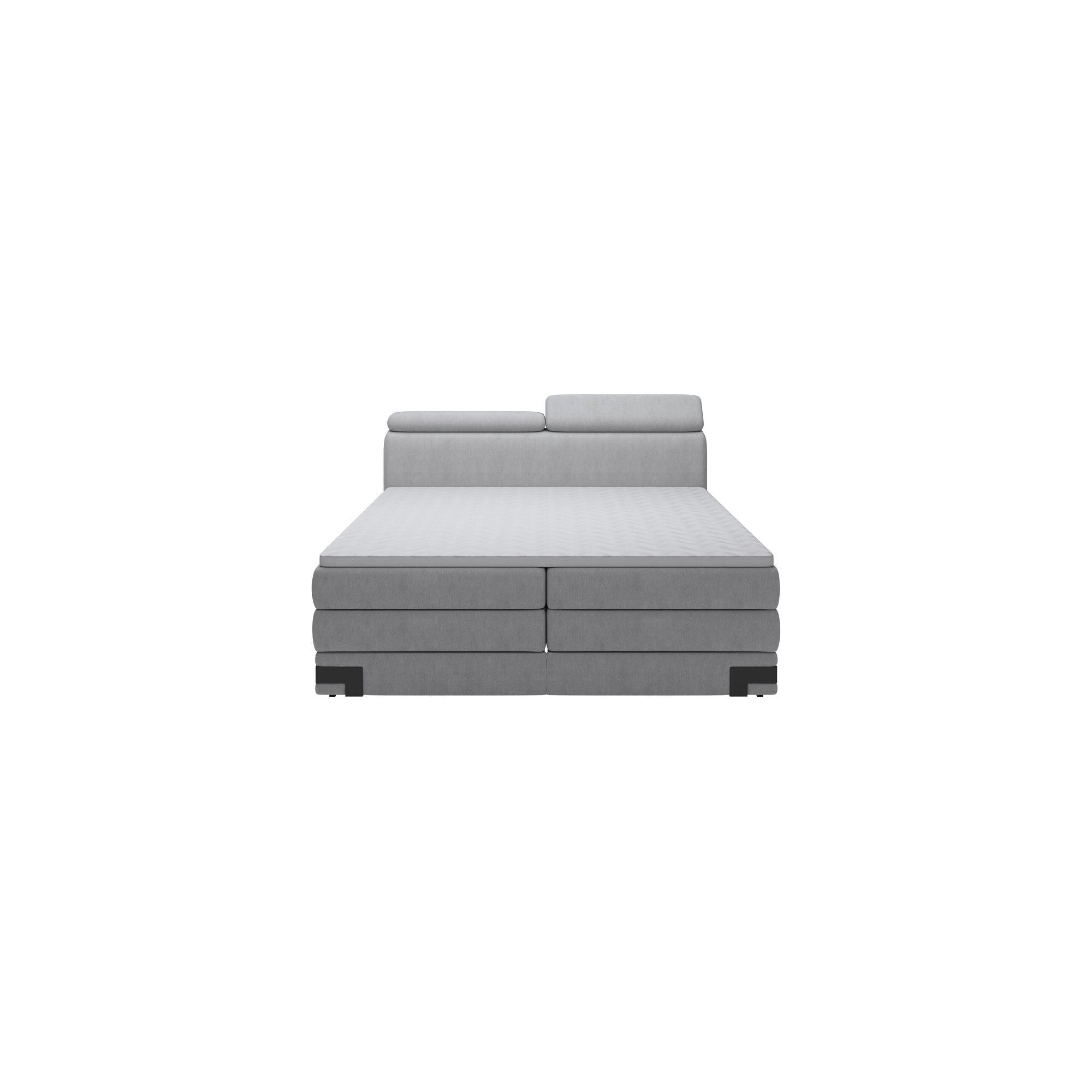 Pat boxspring KANO 180x200, personalizabil materiale gama Oferta Avantaj, cu saltea, topper, tetiere reglabile si 2 spatii pentru depozitare