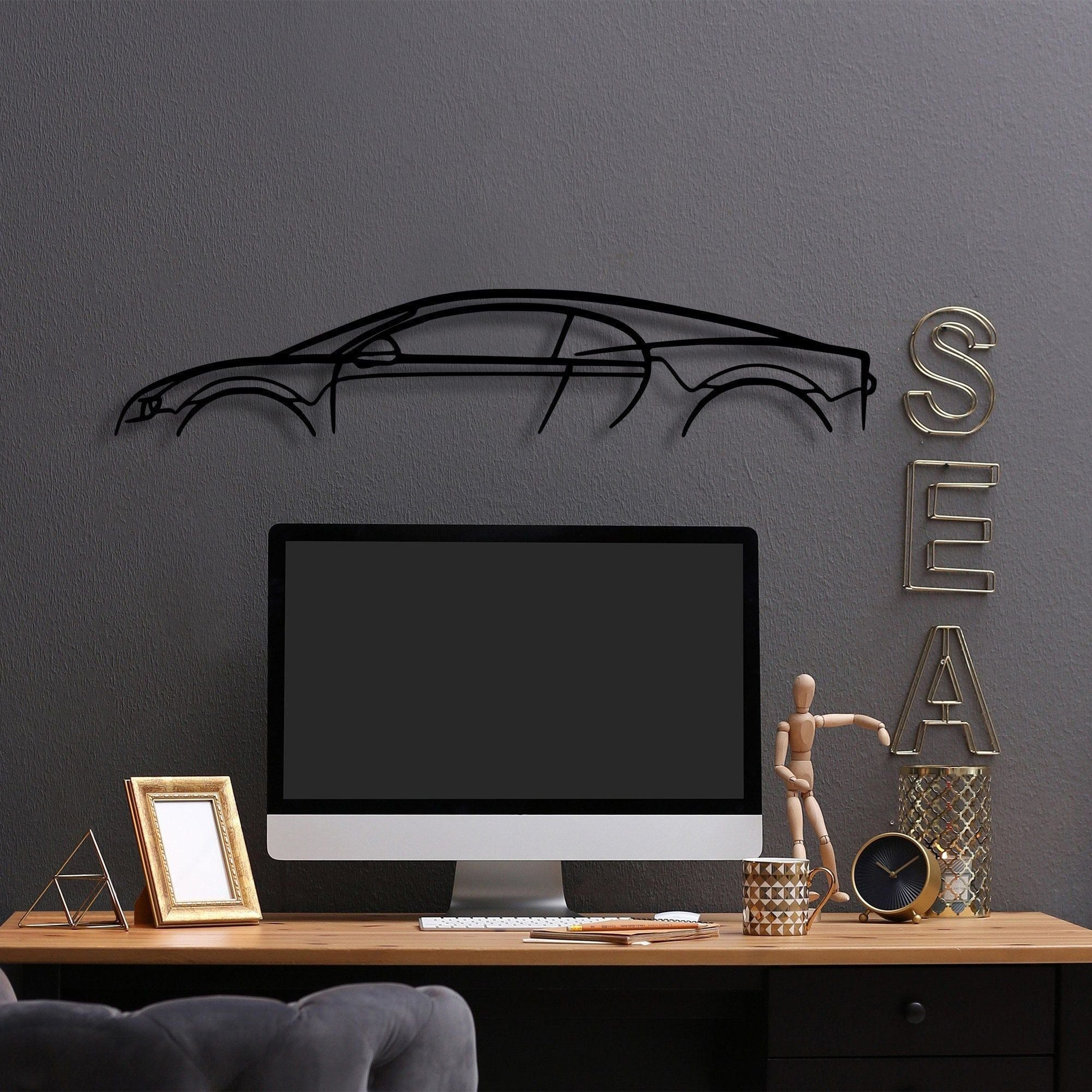 Accesoriu decorativ 891TNL2364, negru, metal, 70x13 cm