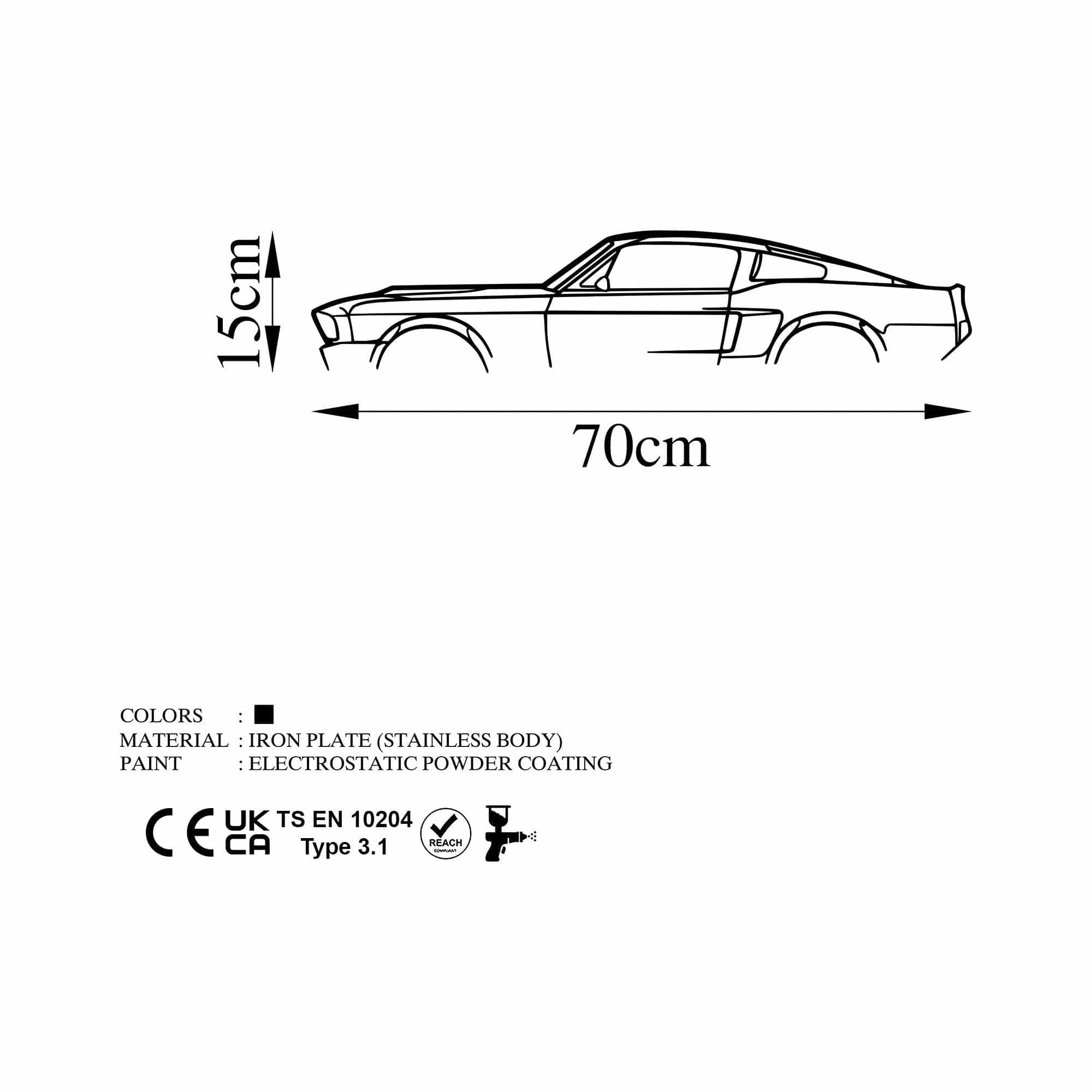 Accesoriu decorativ 891TNL2366, negru, metal, 70x15 cm