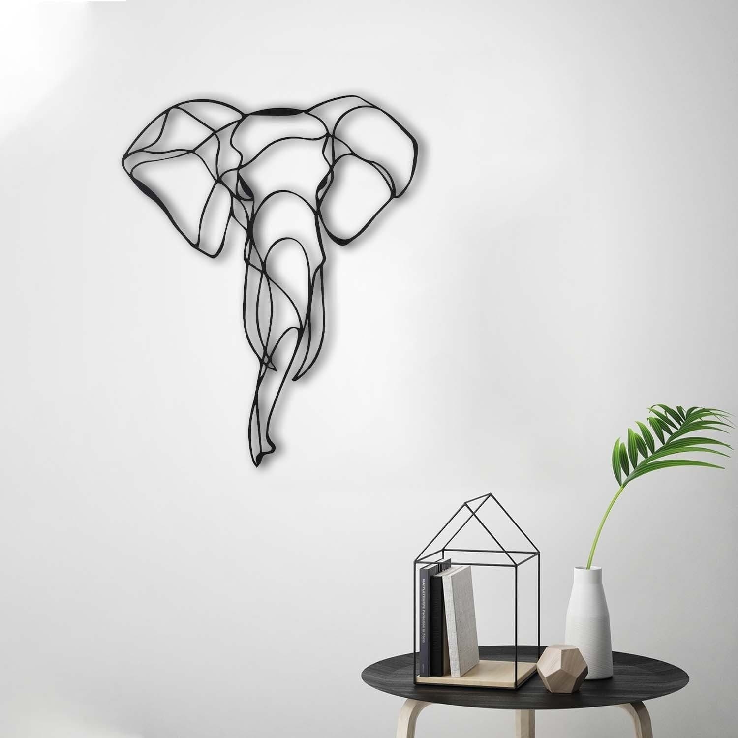 Accesoriu decorativ ELEPHANT 2, negru, metal, 41x52 cm