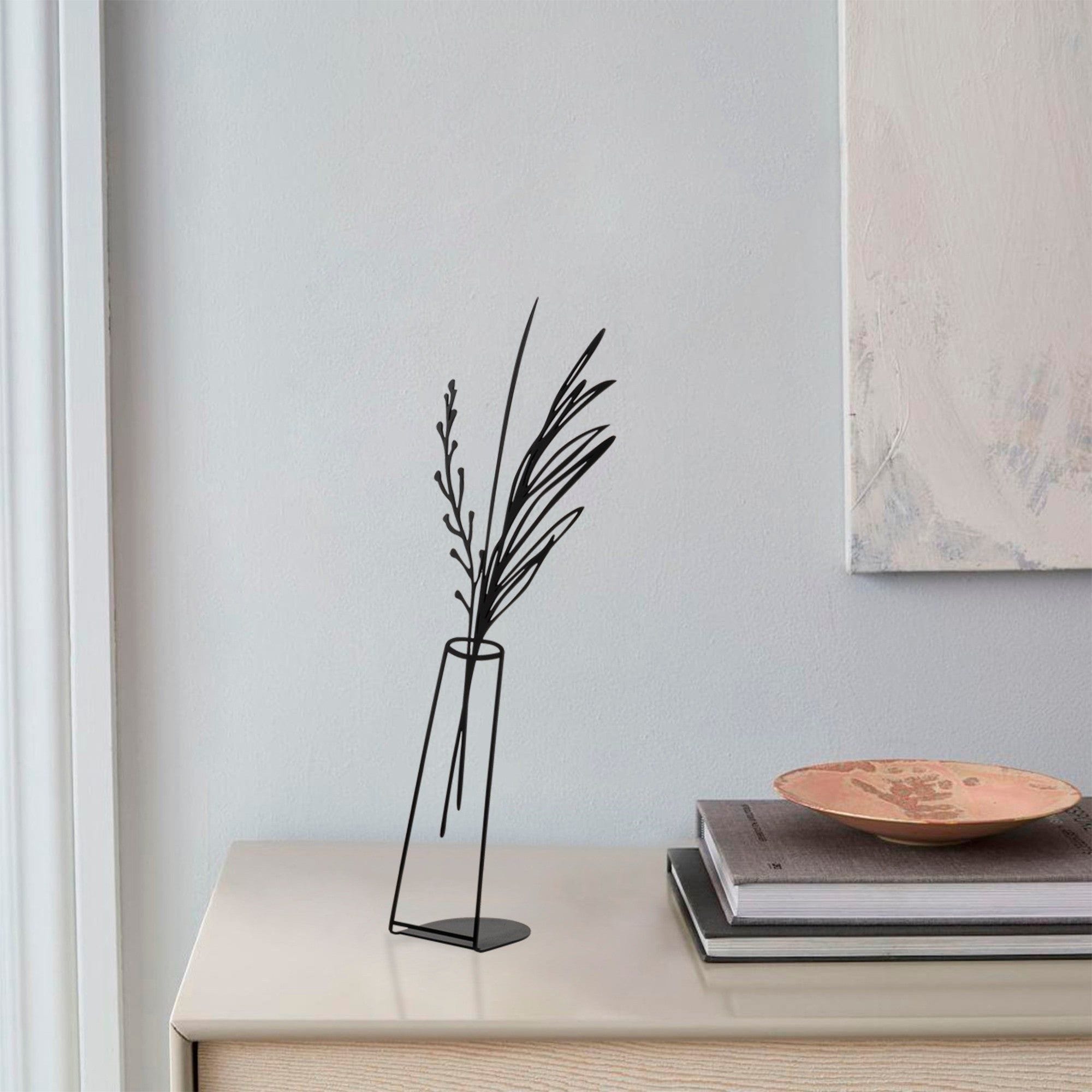 Accesoriu decorativ FLOWERPOT-5, negru, metal, 19x50 cm