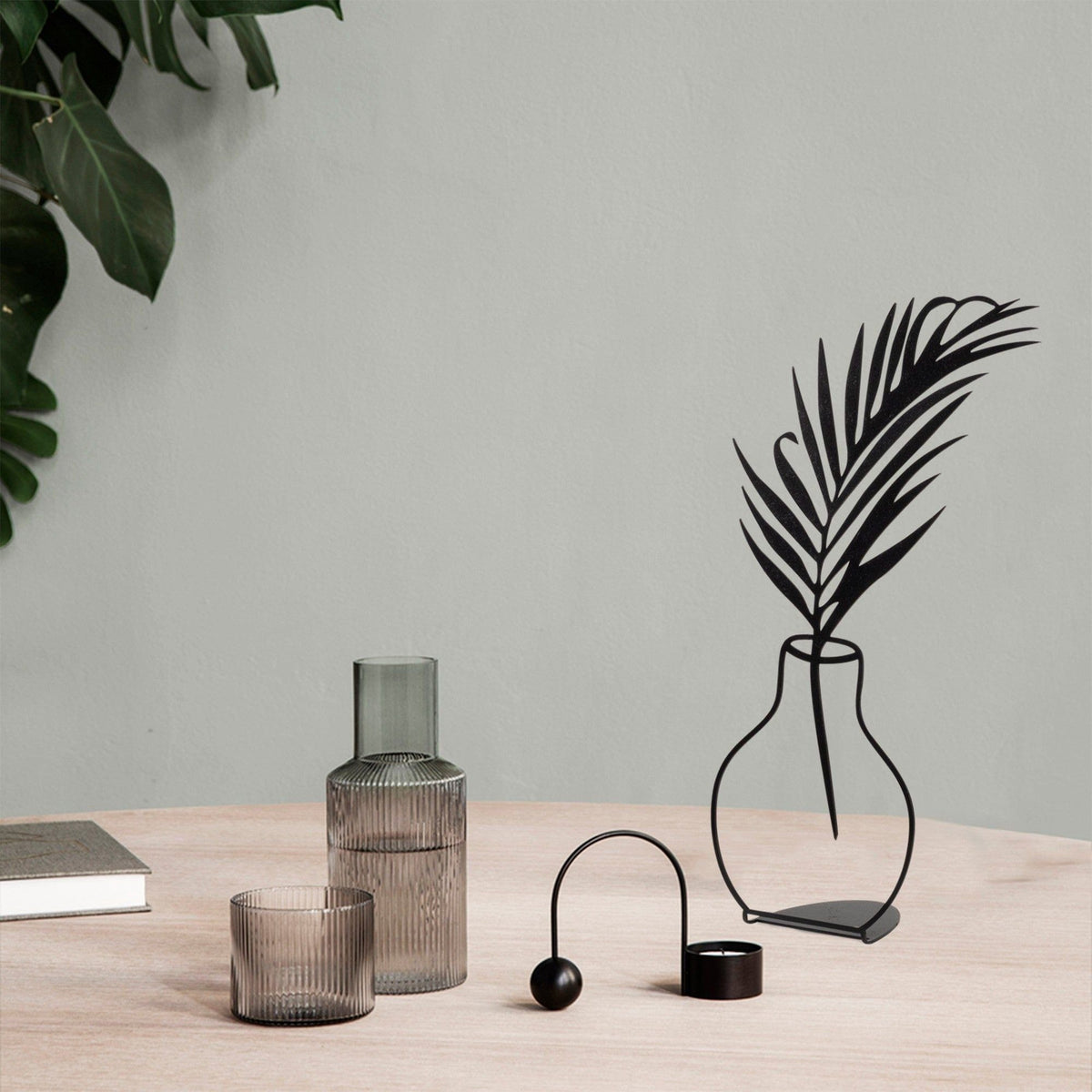 Accesoriu decorativ FLOWERPOT-6, negru, metal, 20x39 cm