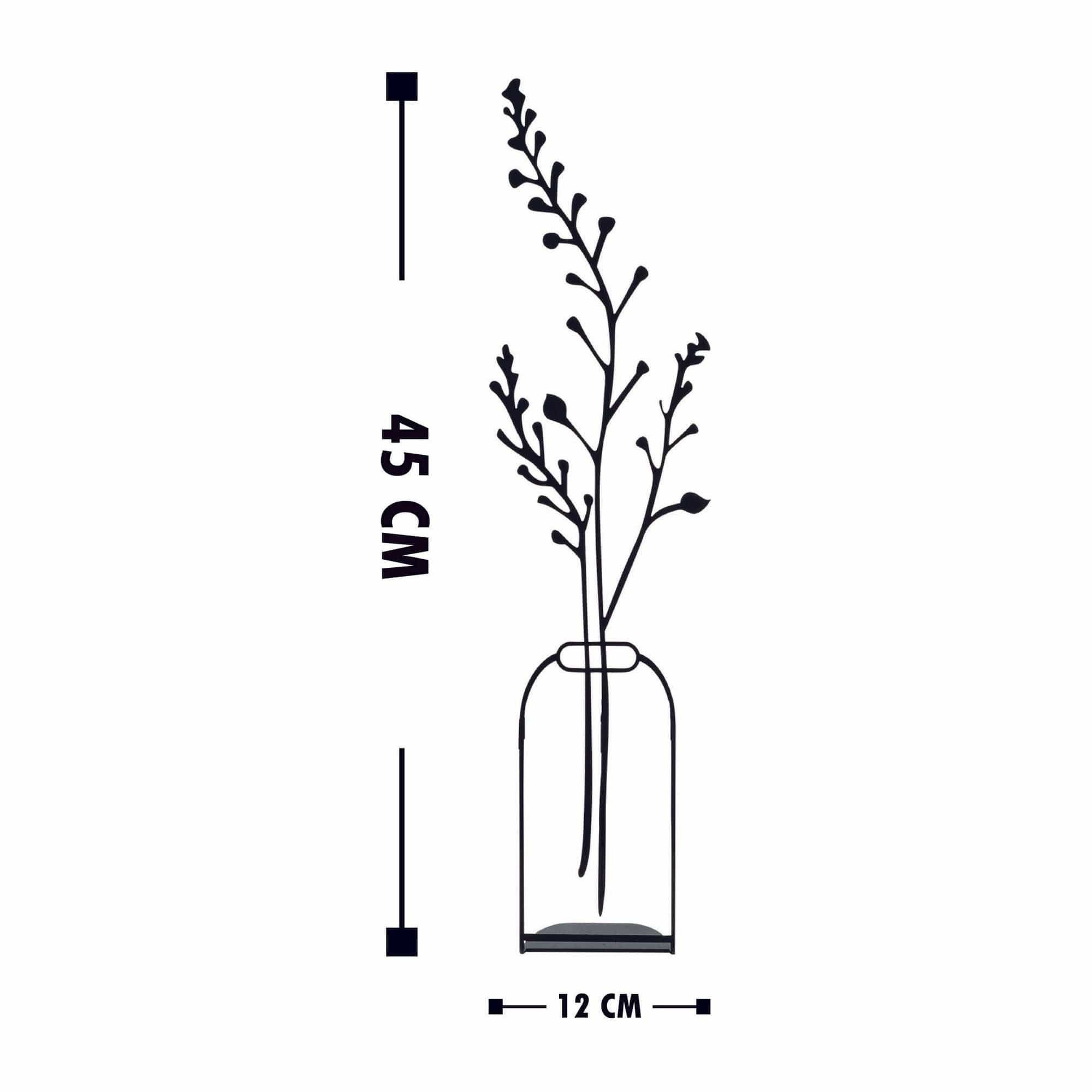 Accesoriu decorativ FLOWERPOT-7, negru, metal, 12x45 cm