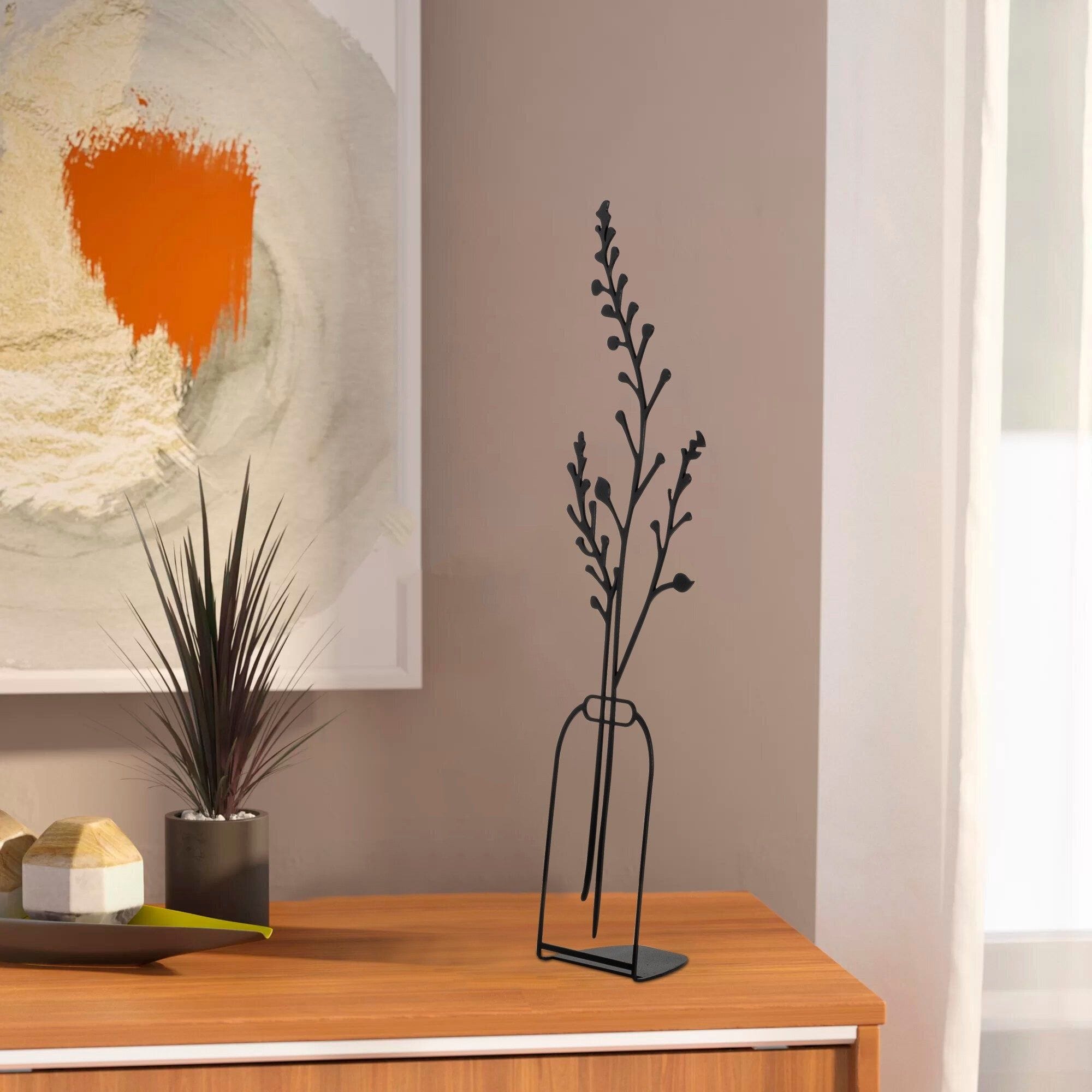Accesoriu decorativ FLOWERPOT-7, negru, metal, 12x45 cm