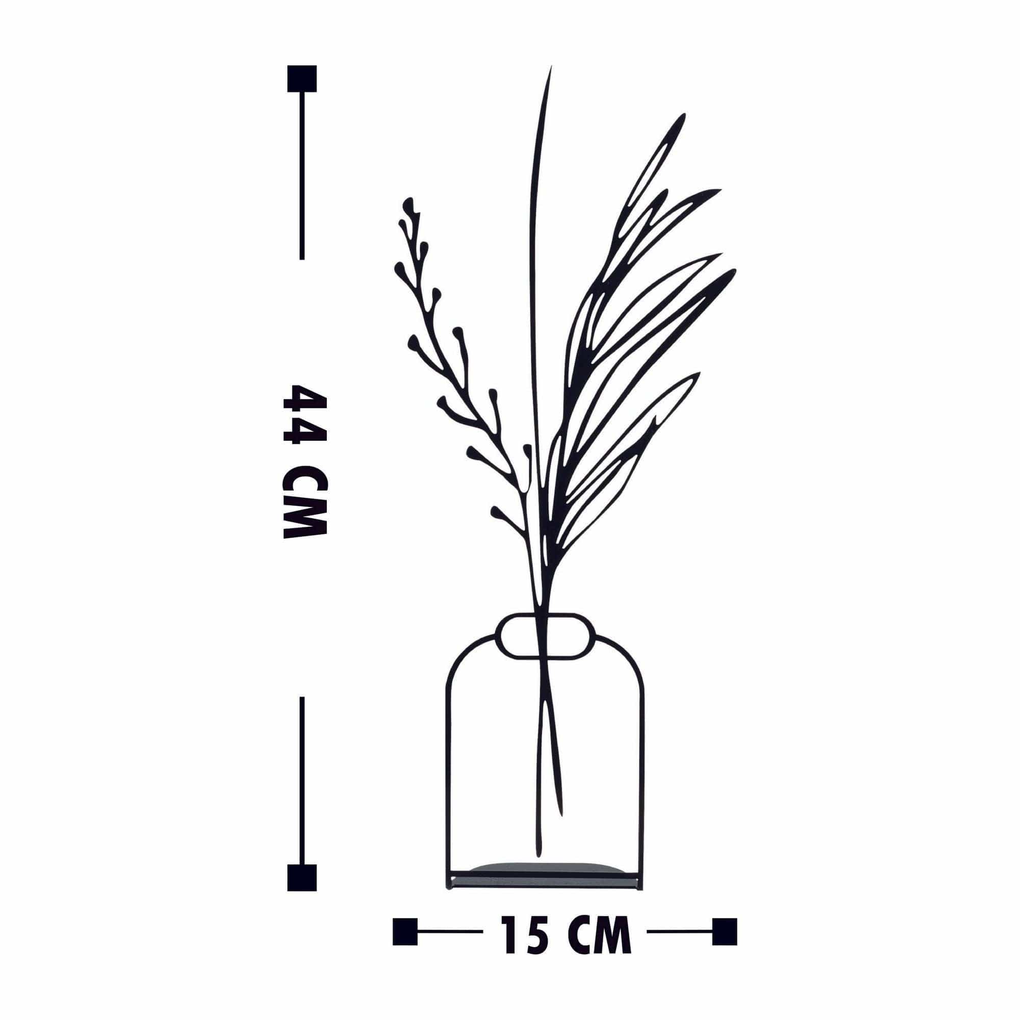 Accesoriu decorativ FLOWERPOT-8, negru, metal, 15x44 cm