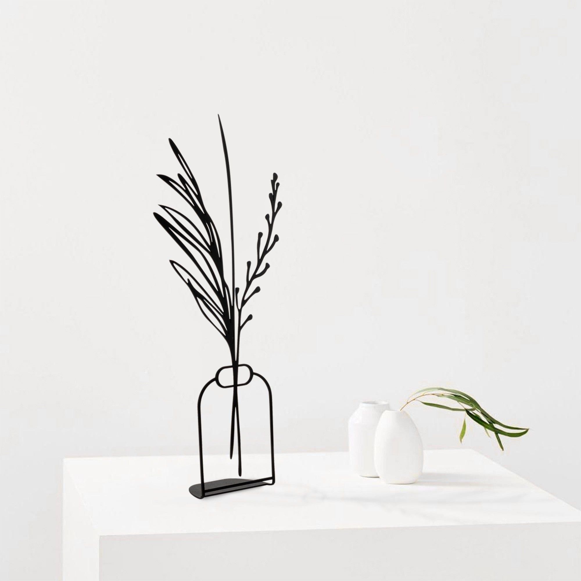Accesoriu decorativ FLOWERPOT-8, negru, metal, 15x44 cm