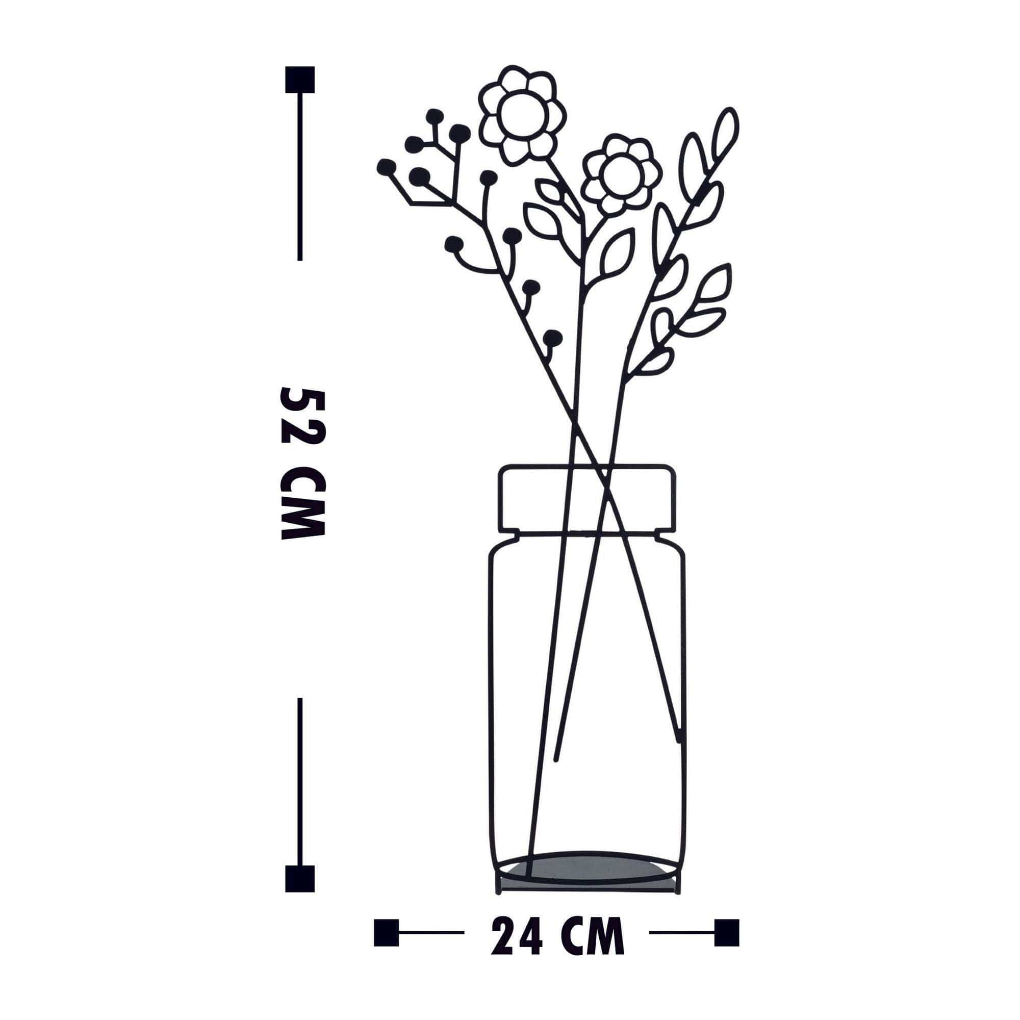 Accesoriu decorativ FLOWERPOT-9, negru, metal, 24x52 cm