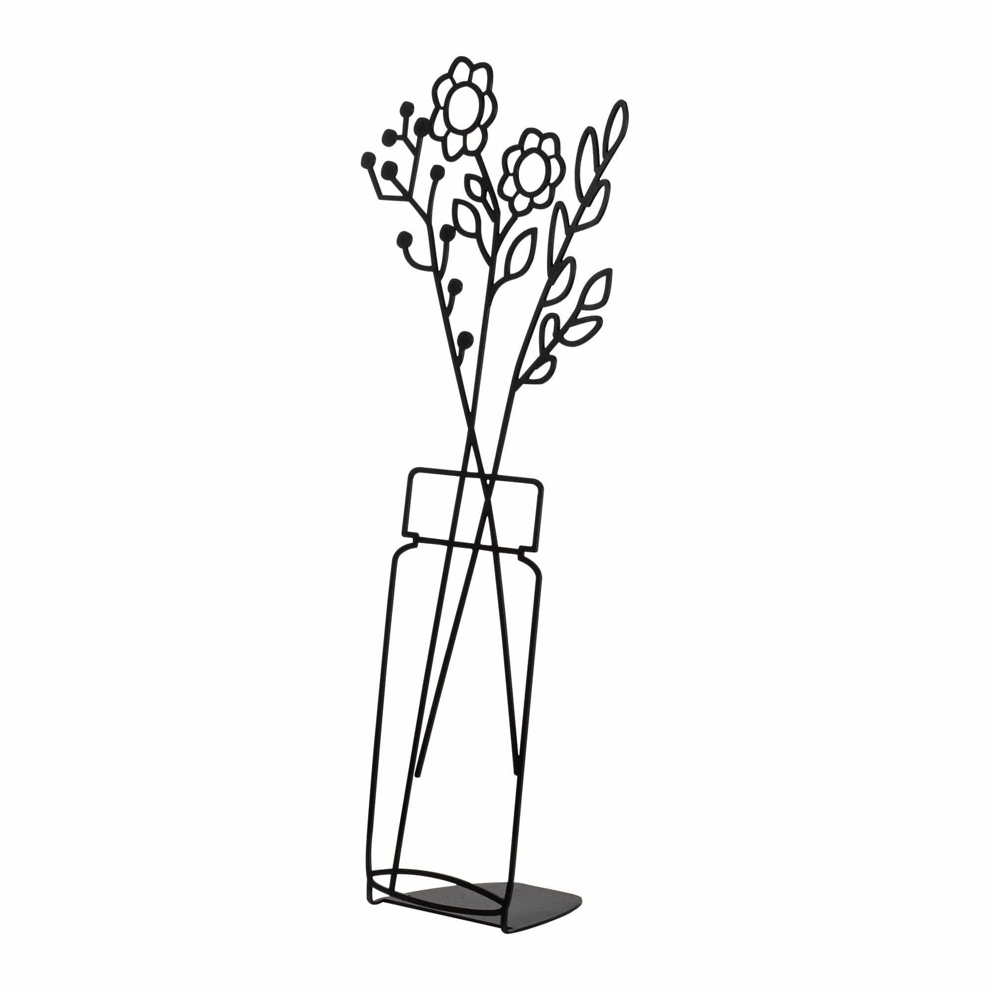 Accesoriu decorativ FLOWERPOT-9, negru, metal, 24x52 cm