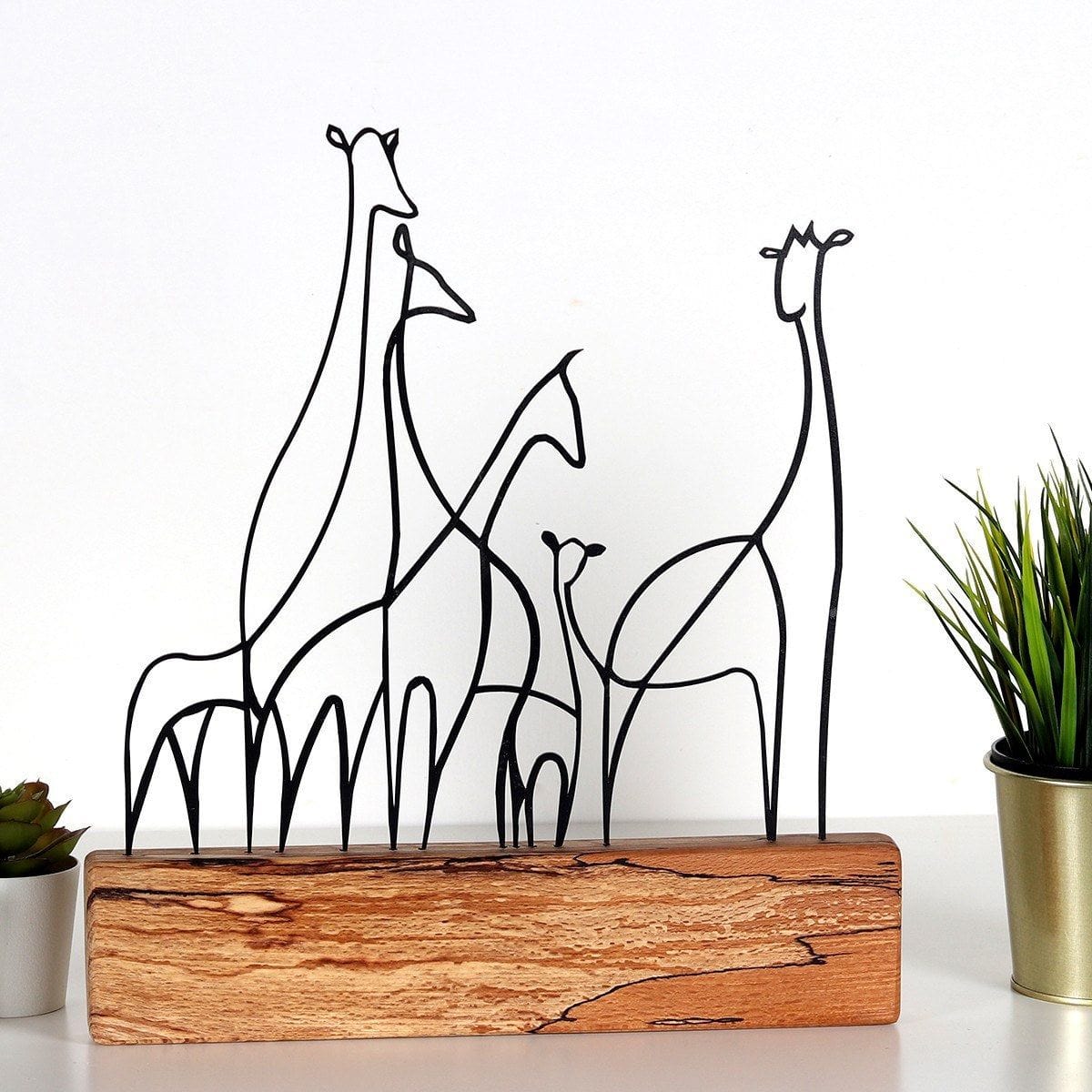 Accesoriu decorativ GIRAFFE 3, nuc/negru, lemn/metal, 30x4x35