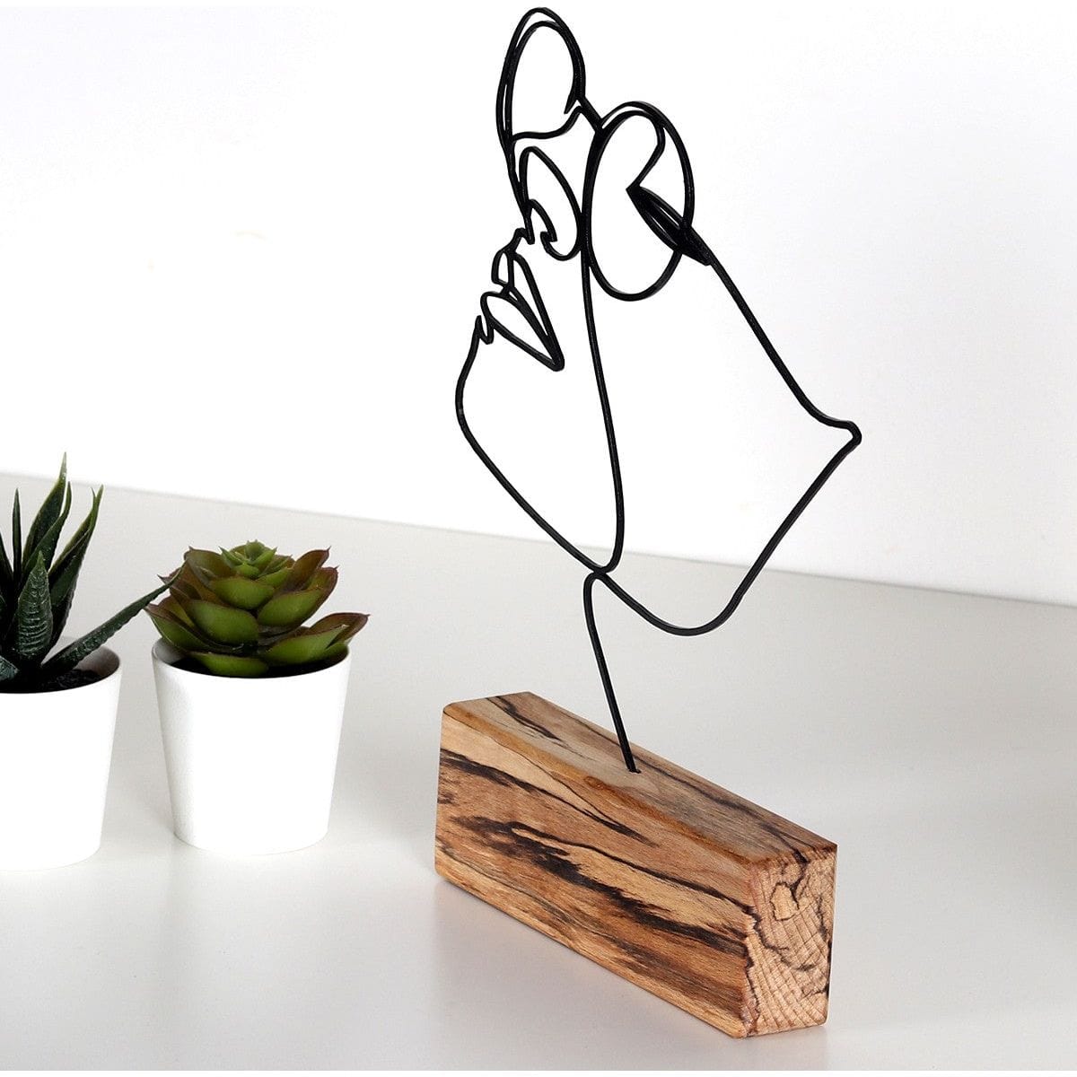 Accesoriu decorativ GIRL, negru/maro, metal/lemn, 17x4x31 cm