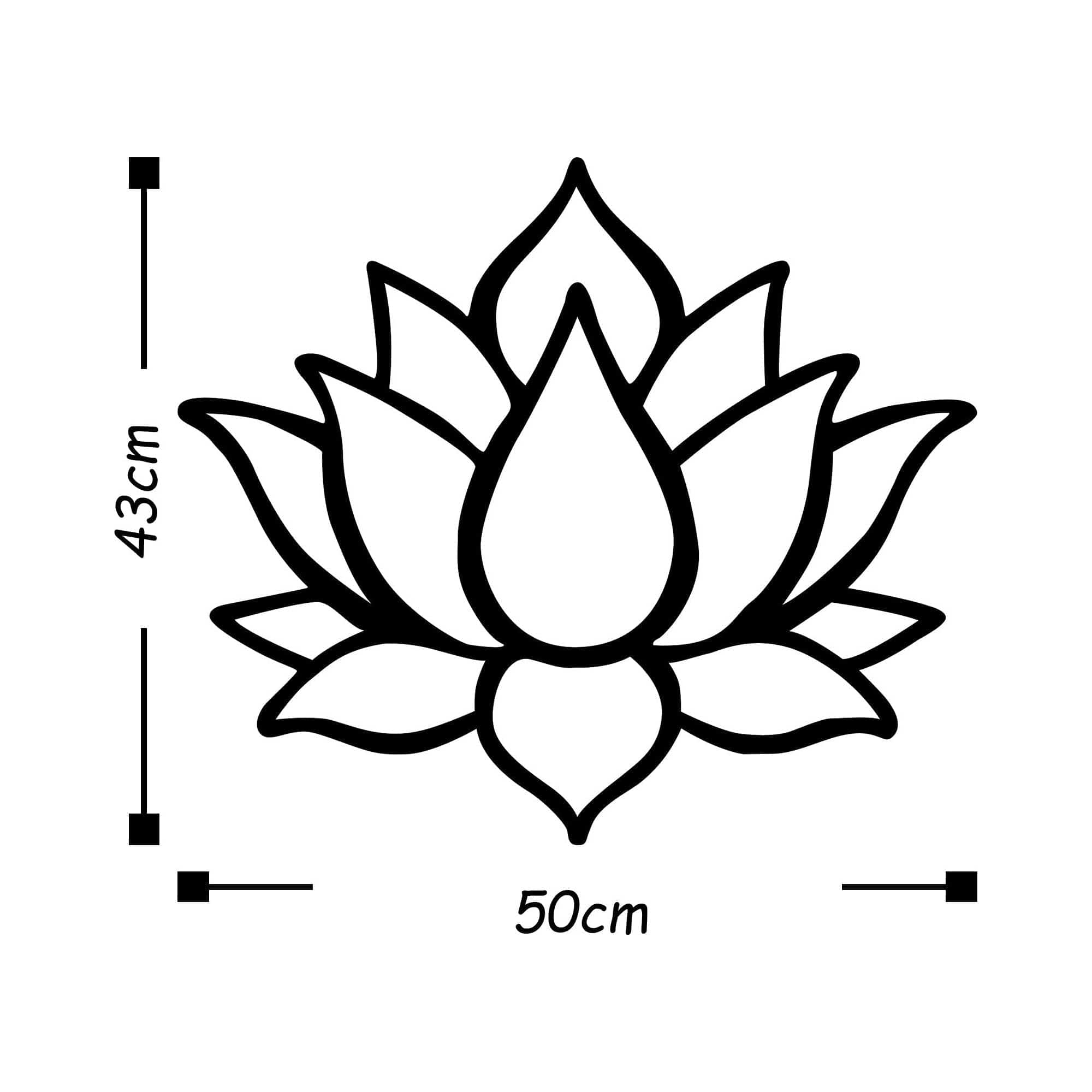 Accesoriu decorativ Lotus Flower 1, negru, metal, 50x43 cm