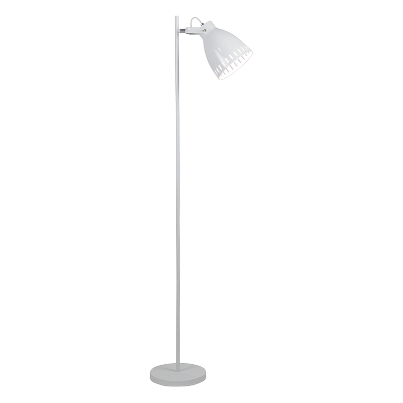 Lampă de podea, albă / metalică, AIDEN TIP 2