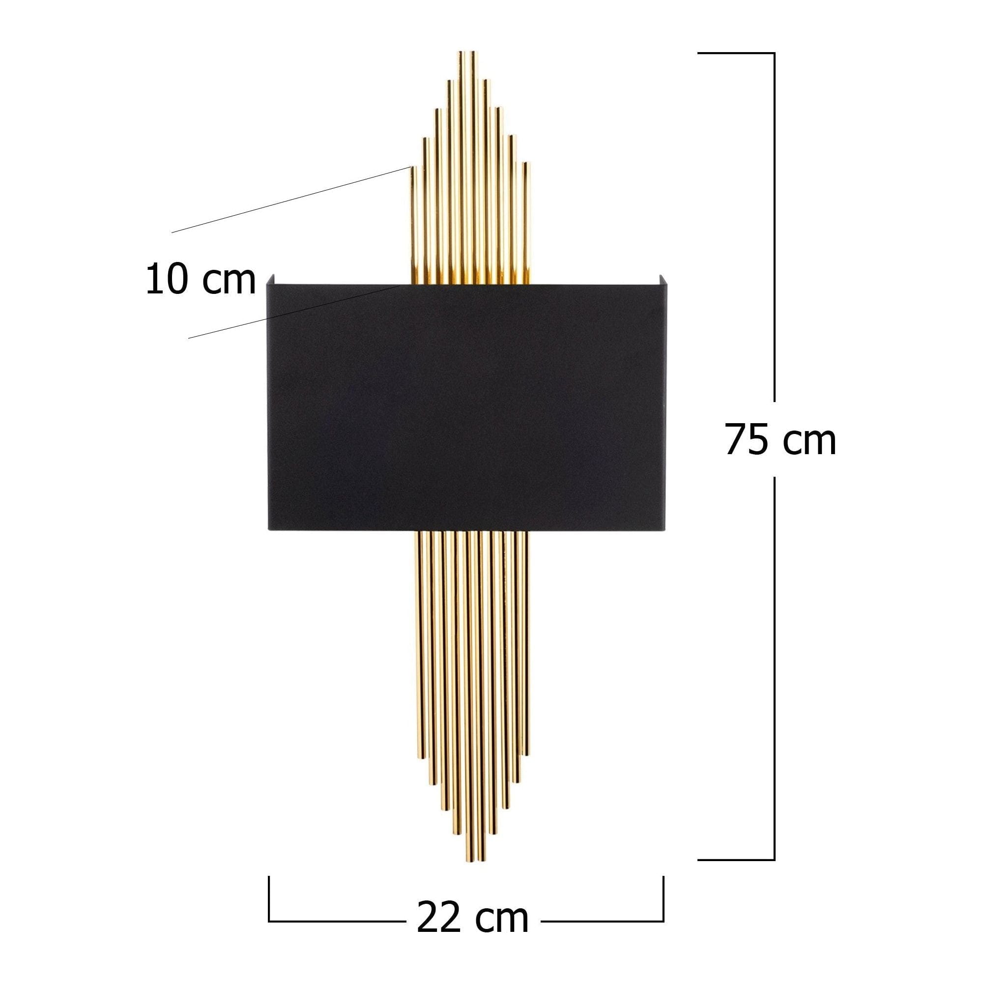 Aplica 612-A, negru/auriu, metal, 22x10x75 cm