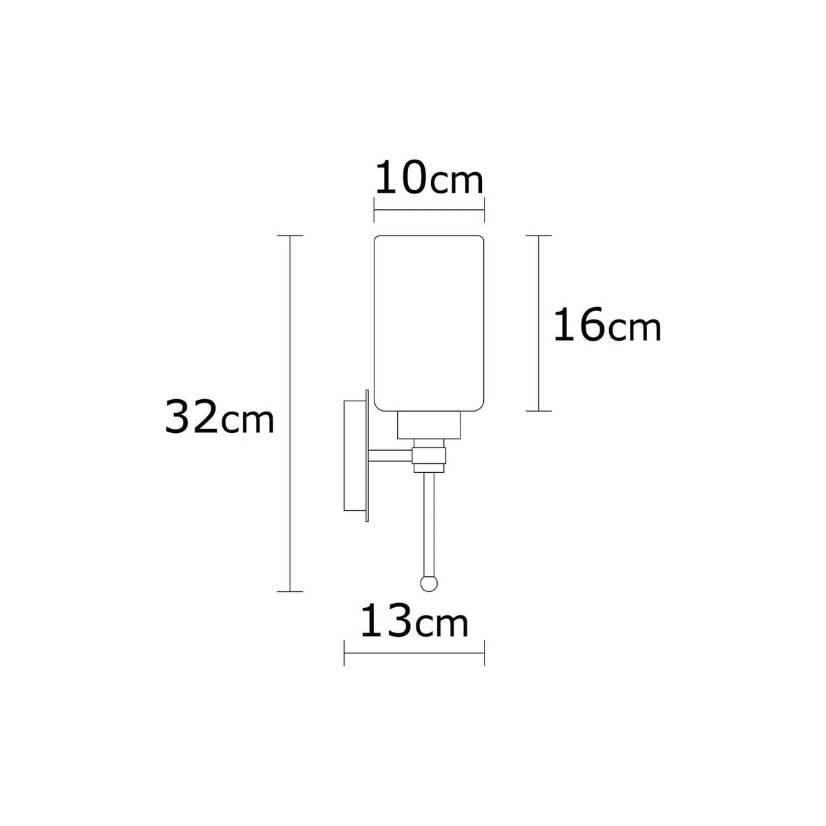 Aplica BALCOVA N-344, crom/alb, metal/sticla, 10x13x32 cm