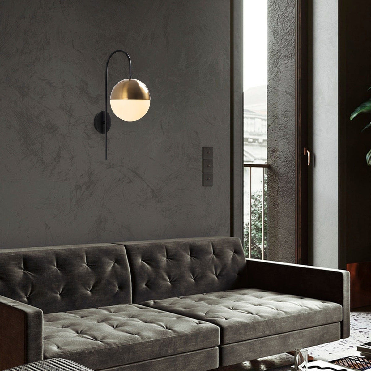 Aplica BASTOS 3051, auriu/negru, metal, 20x31x57 cm