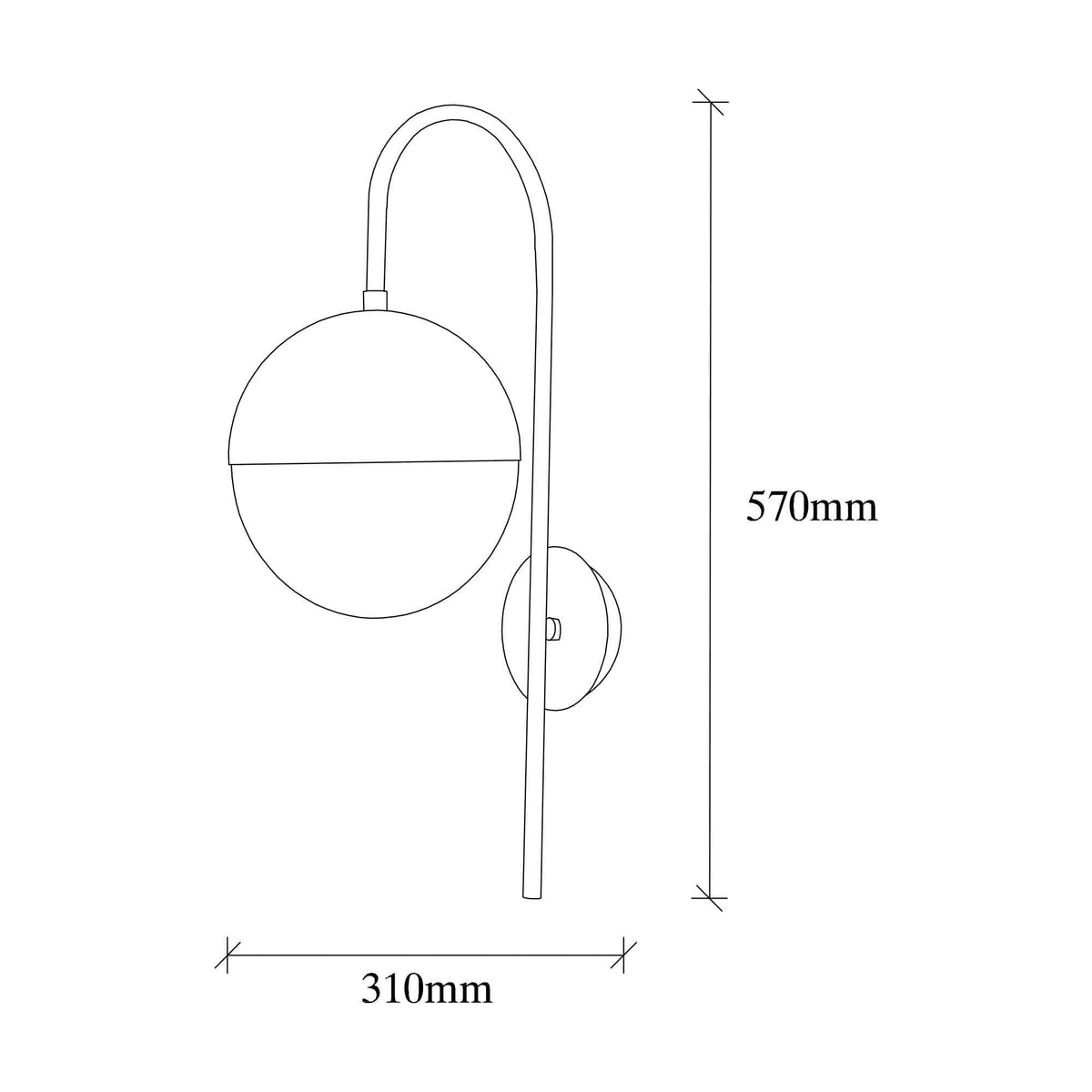 Aplica BASTOS 3051, auriu/negru, metal, 20x31x57 cm