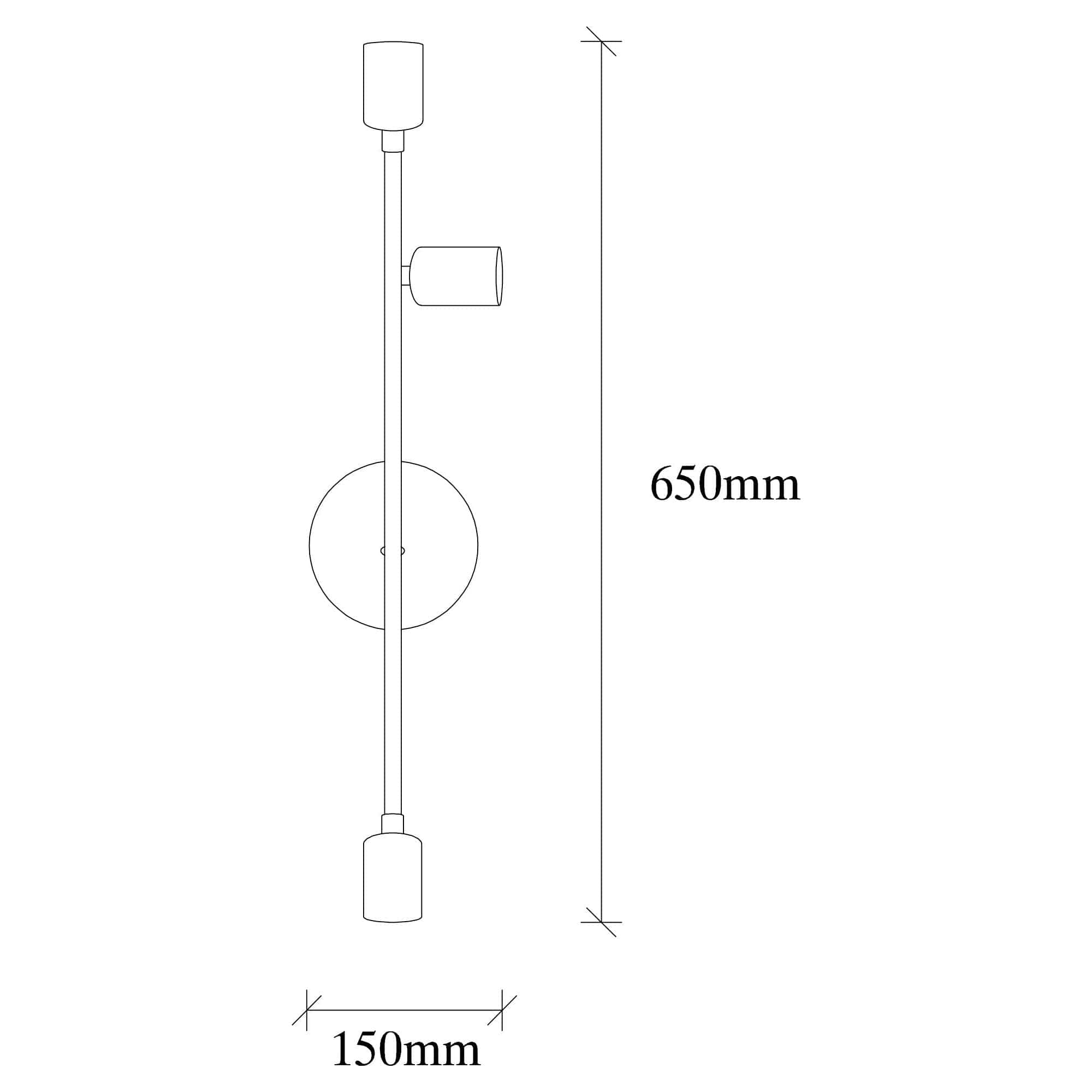Aplica de perete Bedside - 3170, metal, auriu, 15x15x65 cm