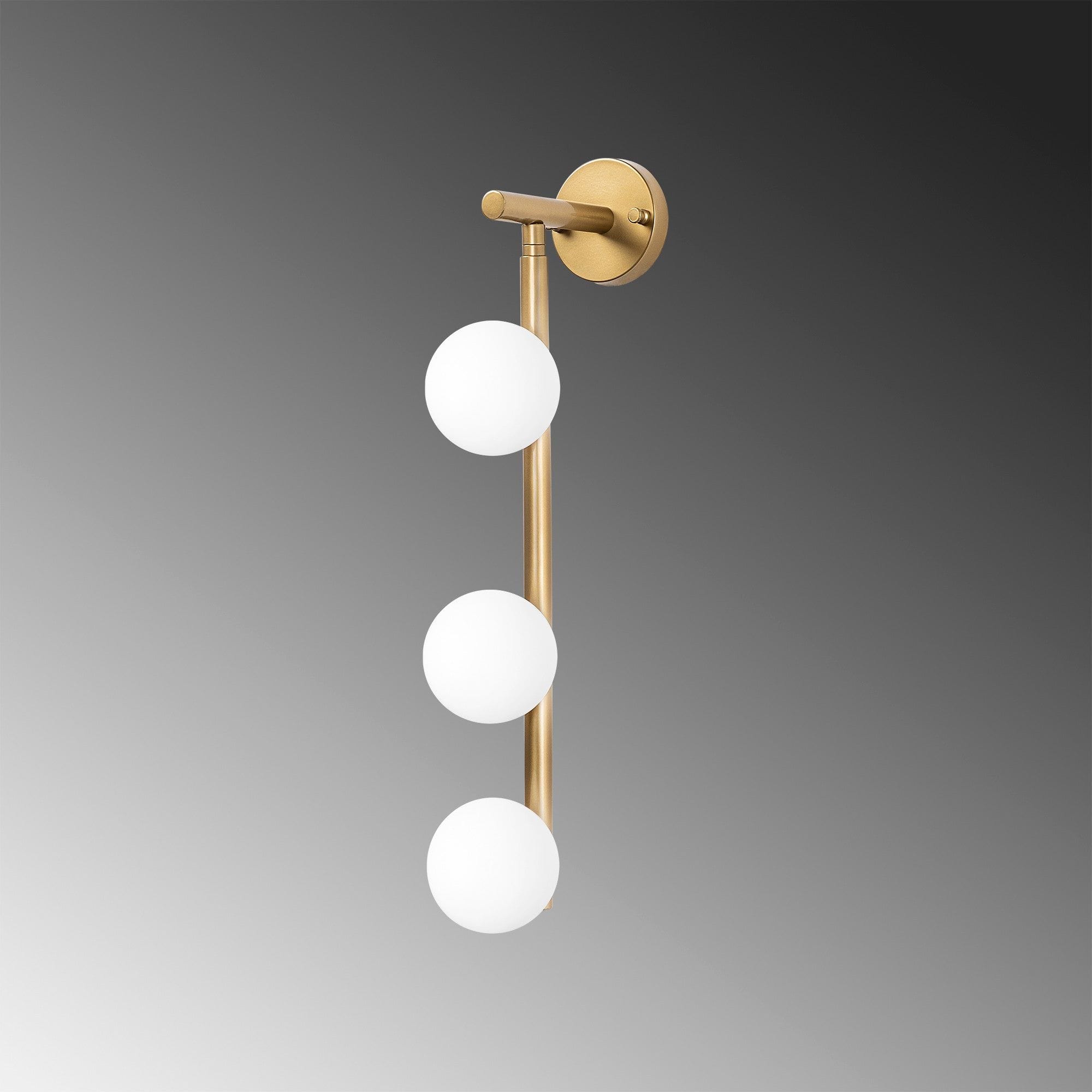 Aplica DOMINO 11045, auriu/alb, metal/sticla, 10x24x59 cm