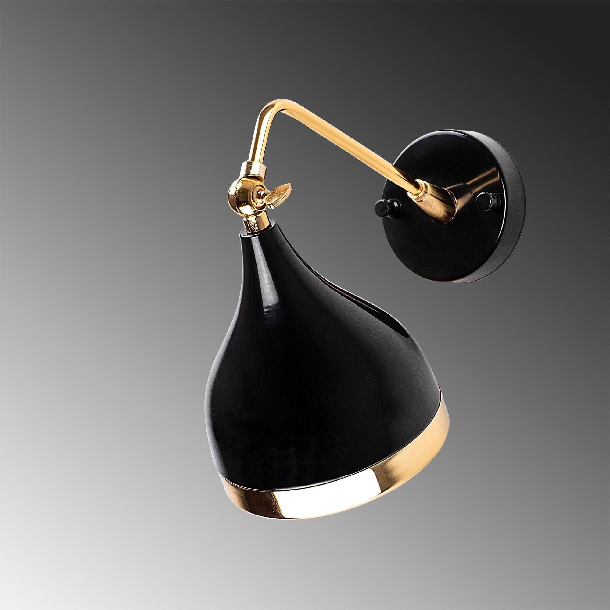 Aplica YILDO-7032, negru/auriu, metal, 14x32x26 cm