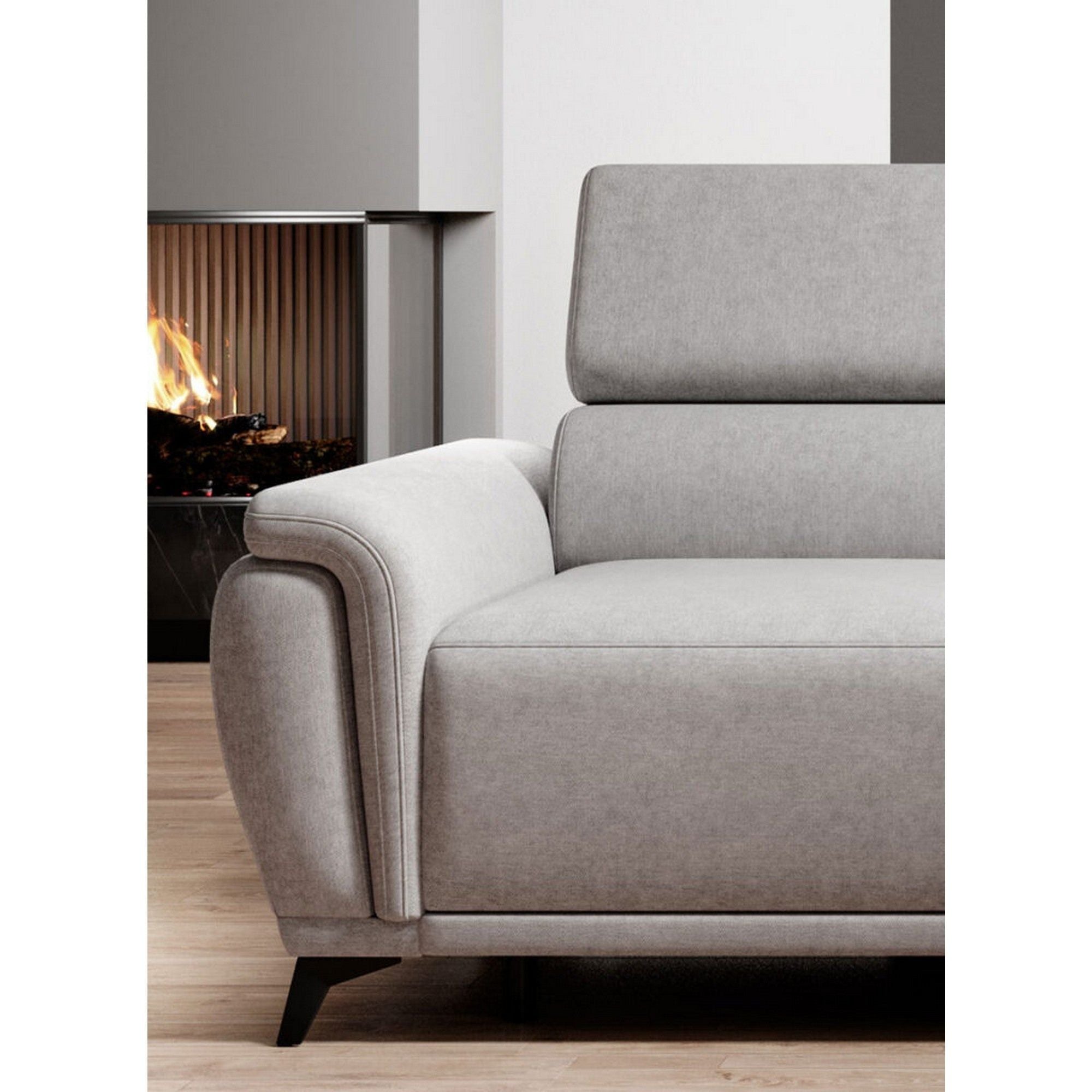 Coltar extensibil ATLANTA, personalizabil materiale gama Oferta Avantaj, cu lada depozitare si tetiere reglabile, 281x203x98 cm
